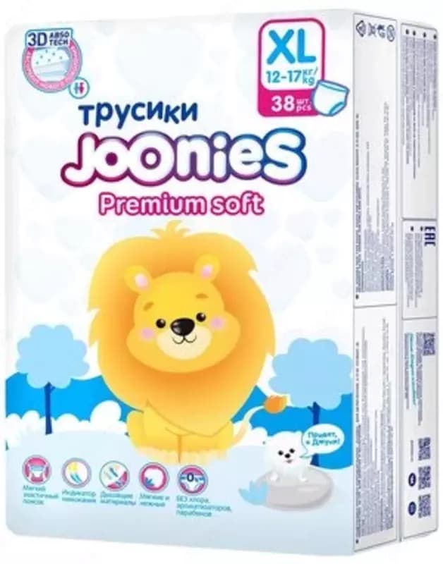 Joonies трусики Premium Soft XL (12-17 кг), 38 шт., 4 уп. — 1
