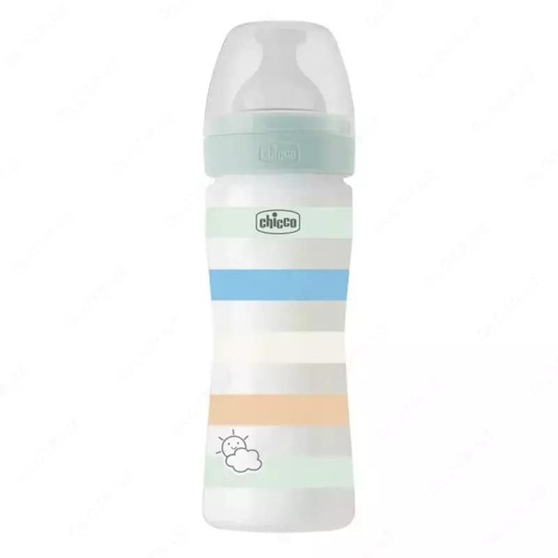 Бутылочка для кормления Well-Being Plastic Feeding Bottle 250ml MEDIUMFLOW 2м+ SIL, GREEN, арт.CH28623-21 — 1