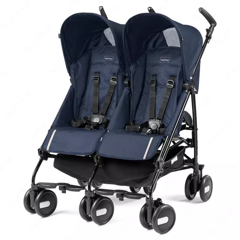 Коляска для двойни Peg-Perego Pliko Mini Twin Classico темно-синяя — 1