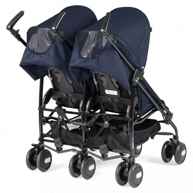 Коляска для двойни Peg-Perego Pliko Mini Twin Classico темно-синяя — 3