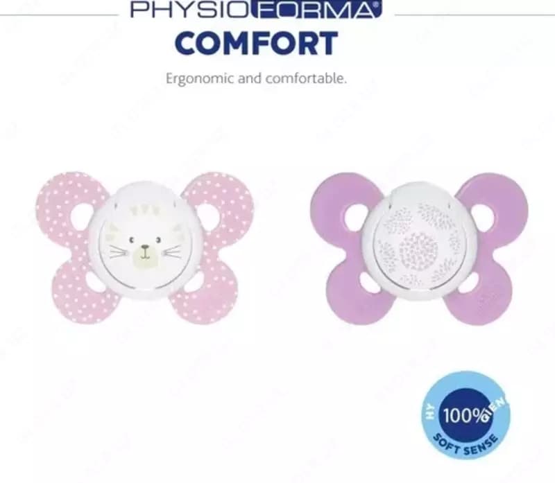 Соска-пустышка PHYSIO COMFORT PINK/PURPLE 6-16m SIL 1PC, арт.CH74913-11 — 3