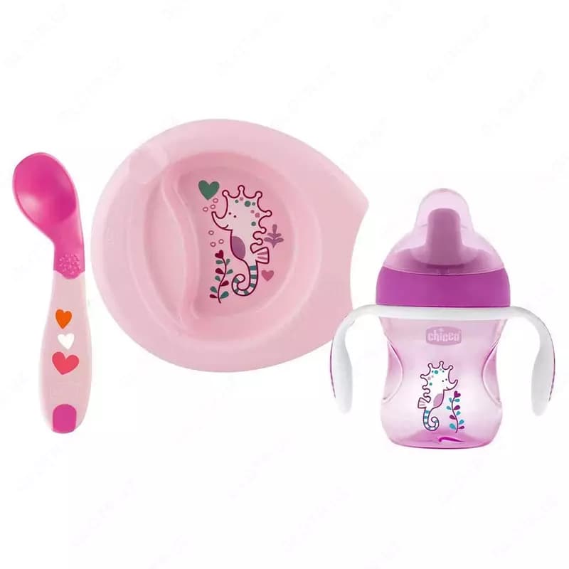 Набор для кормления ребенка CHICCO WEANING SET 6m+ PINK, арт.CH16200-11 — 1