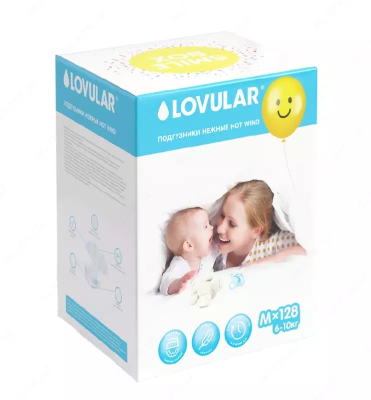 Подгузники SMILE BOX LOVULAR HOT WIND, 6-10кг, Размер М — 1