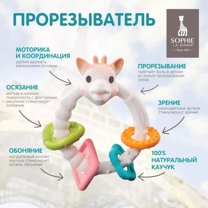 🦒 Круглый прорезыватель с фактурными рисунками🎁Sophie la girafe — 2