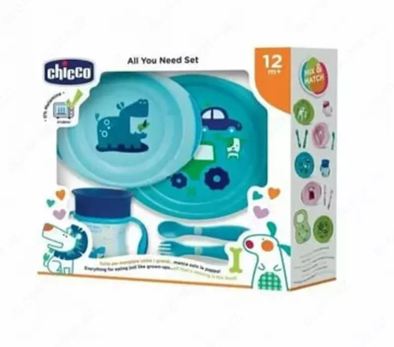 Набор столовых приборов для детей ”CHICCO” 12м+, 5 предметов (Blue) — 5