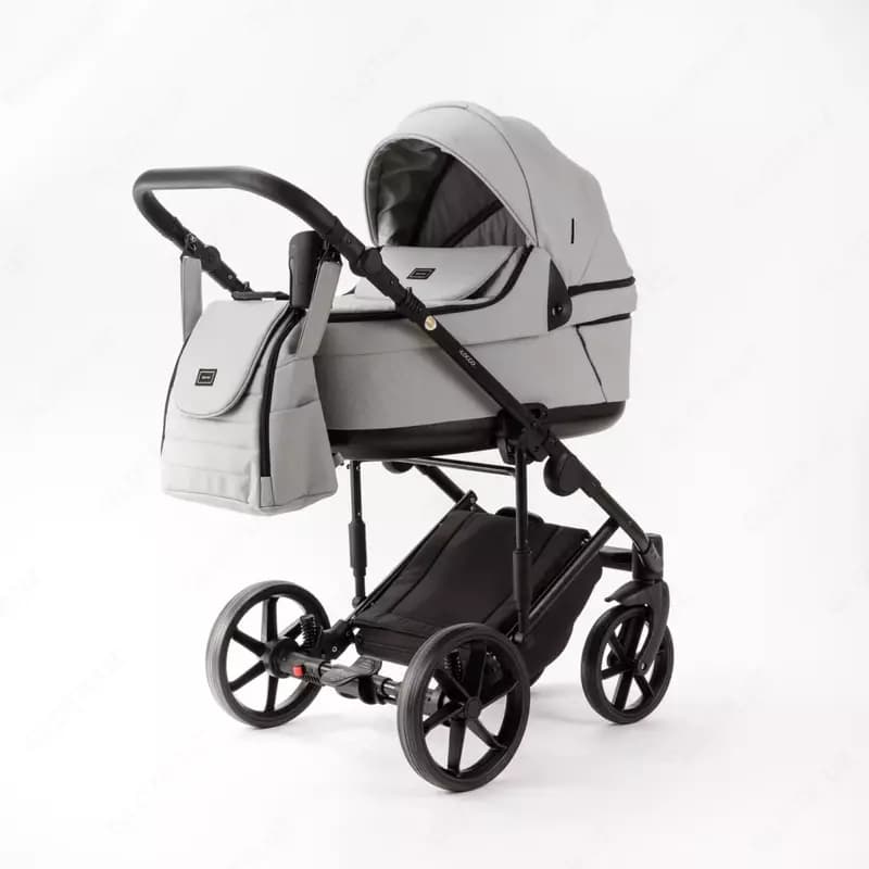 Детская коляска 2-в-1 "Adamex" Locco Light Deluxe LL-SA3 (Польша) Светло-серая/черная — 1