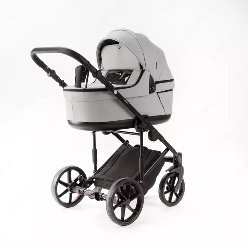 Детская коляска 2-в-1 "Adamex" Locco Light Deluxe LL-SA3 (Польша) Светло-серая/черная — 2