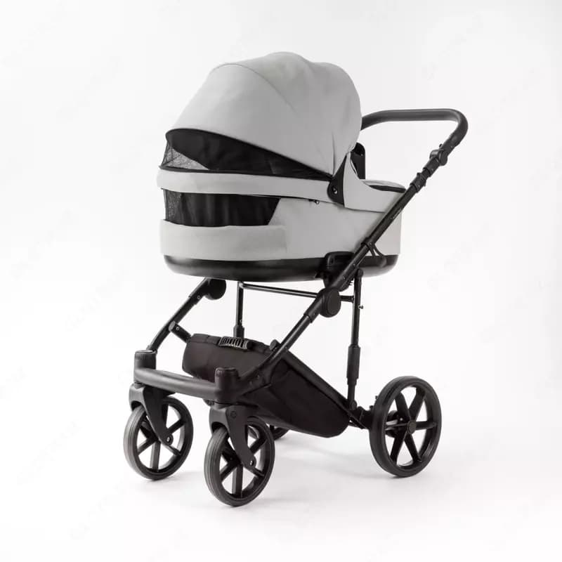 Детская коляска 2-в-1 "Adamex" Locco Light Deluxe LL-SA3 (Польша) Светло-серая/черная — 4