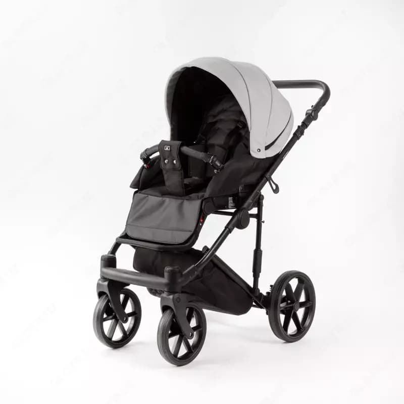 Детская коляска 2-в-1 "Adamex" Locco Light Deluxe LL-SA3 (Польша) Светло-серая/черная — 6