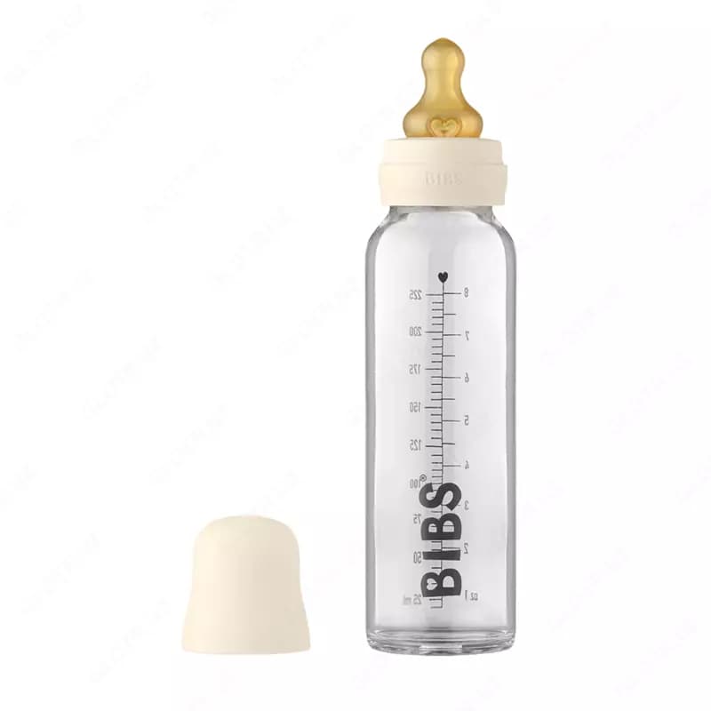 Бутылочка для кормления в наборе 225 мл BIBS Baby Glass Bottle Ivory — 1