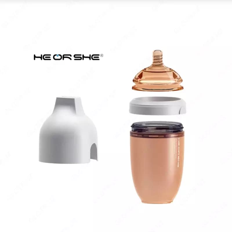 Бутылочка HEORSHE силиконовая антиколиковая серая 240мл — 3