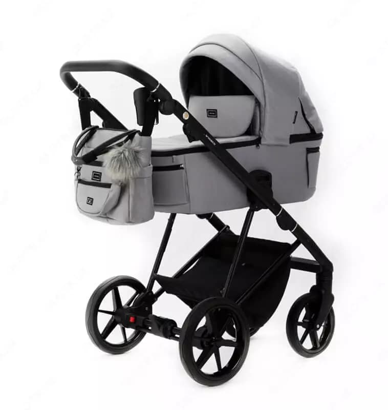 Коляска 2 в 1 ”Adamex” Vasco TK-56-LUX, ткань, гелевые колеса (Польша) Светло/Серая — 1