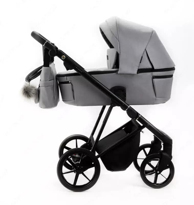 Коляска 2 в 1 ”Adamex” Vasco TK-56-LUX, ткань, гелевые колеса (Польша) Светло/Серая — 2