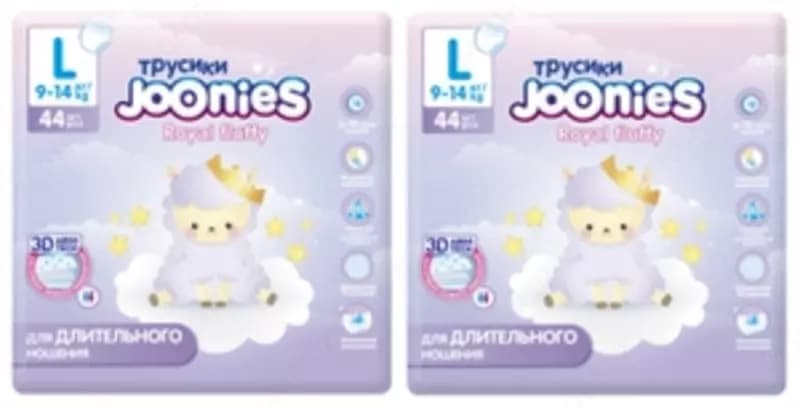 Набор 2 х Joonies Подгузники-трусики Royal Fluffy размер L (9-14 кг) 44 шт шт — 1