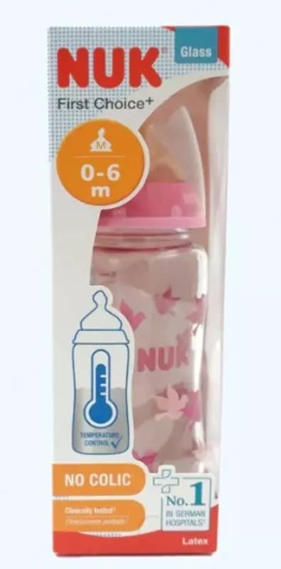 Nuk Бутылка FC+ Temp с латексной соской, стекло, 240 мл — 1