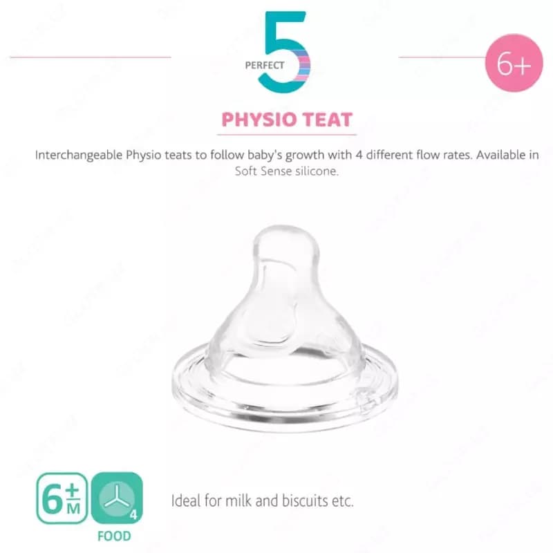 Соска для бутылочки PHYSIO TEAT SIL 6м+ FOOD FLOW 2PCS, арт. CH20347-00 — 3