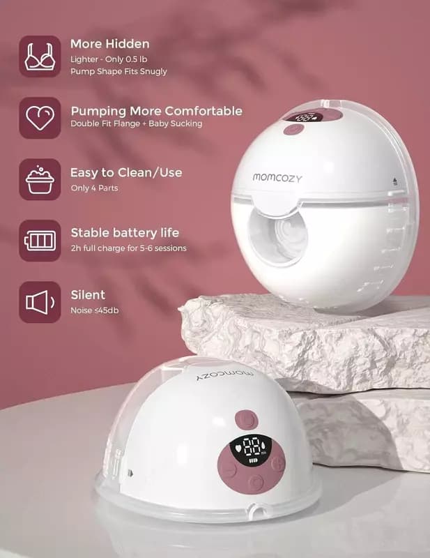 Портативный молокоотсос "Momcozy" M5 Hands-Free, 3 режима и 9 уровней сцеживания (NEW) — 2