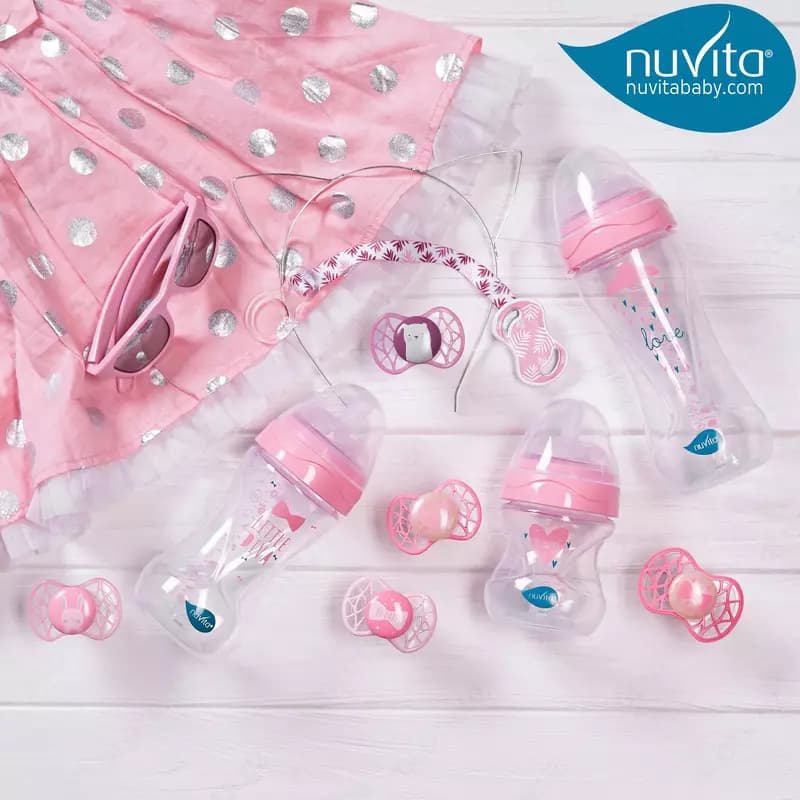 Пустышка симметрическая 🇮🇹Nuvita baby (Италия)NV7065 Air55 Cool 0m+ "LOVE"розовая — 2