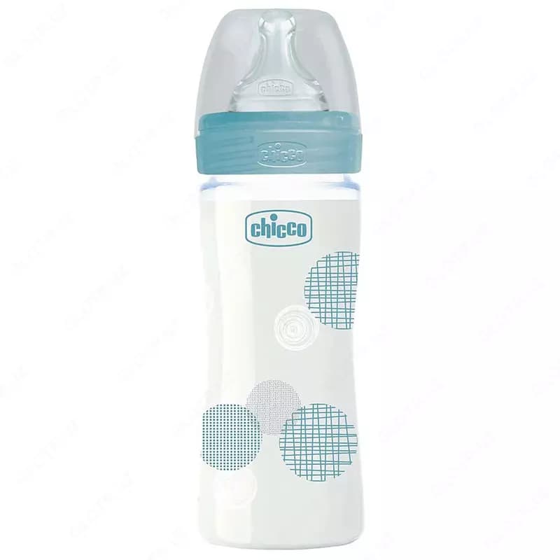 Бутылочка для кормления Well-Being GLASS Feeding Bottle 240ml Slow Flow 0m+ Silicone, BLUE арт.CH28721-20 — 1