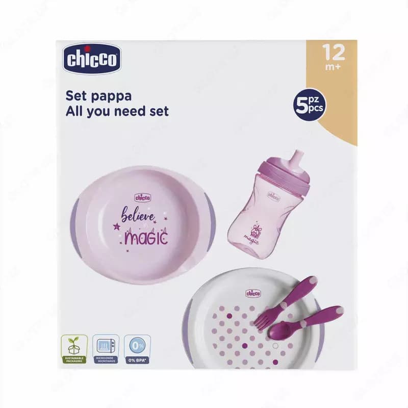 Набор столовых приборов для детей ”CHICCO” 12м+, 5 предметов (Pink) — 1