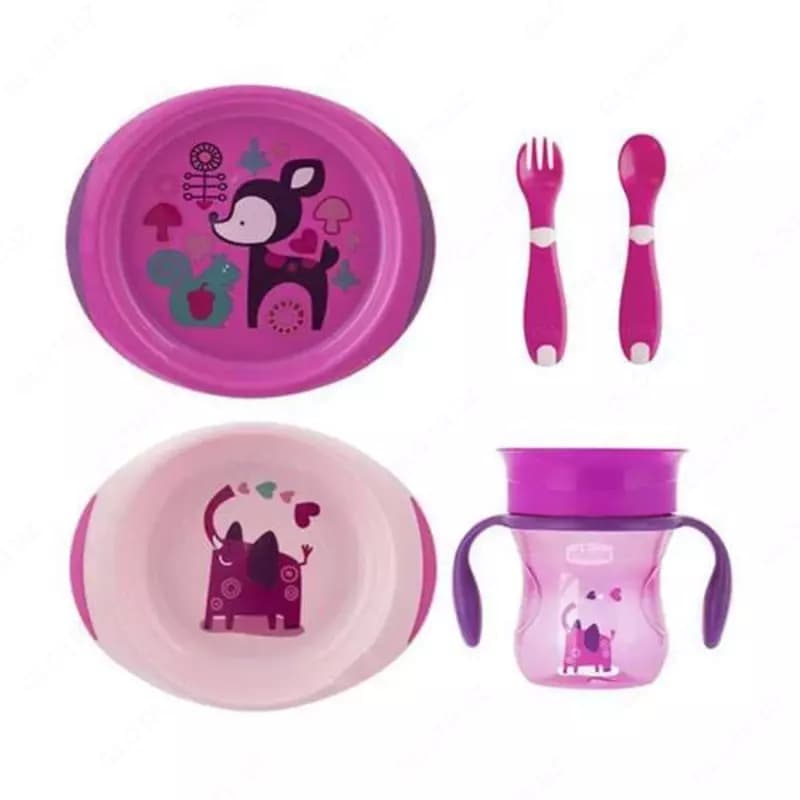 Набор столовых приборов для детей ”CHICCO” 12м+, 5 предметов (Pink) — 2