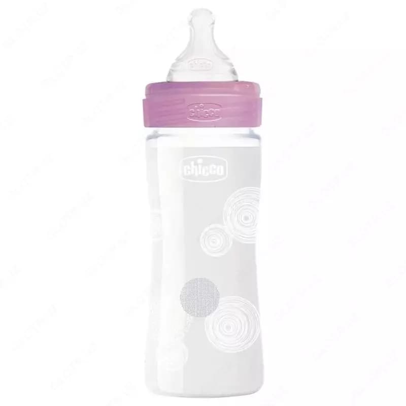 Бутылочка для кормления Well-Being GLASS Feeding Bottle 240ml SLOWFLOW 0м+ SIL, PINK, арт.CH28721-11 — 2