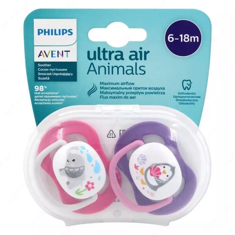 Philips Avent Пустышки 2шт (ultra air animals, 6-18m) — 1