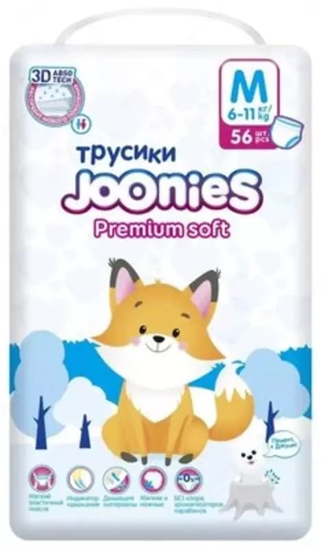 Joonies трусики Premium Soft M 6-11 кг, 56 шт., 2 уп. — 1