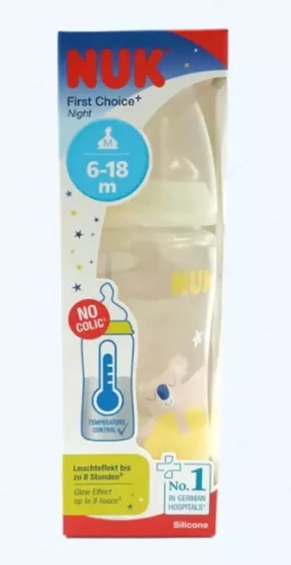 Nuk Бутылка FC+ Night Temp с силиконовой соской, 6-18 мес, 300 мл — 1