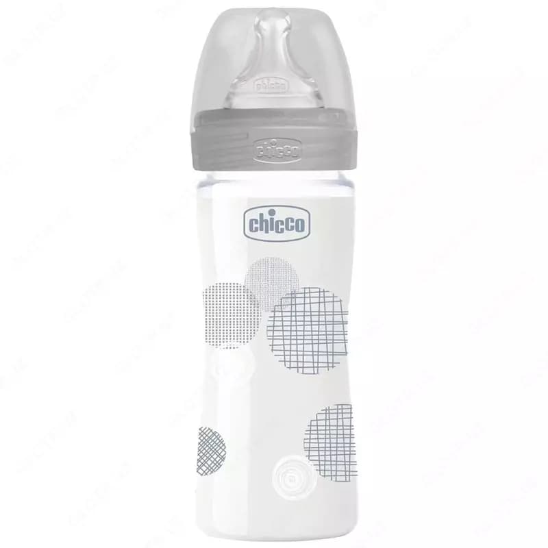 Бутылочка для кормления Well-Being GLASS Feeding Bottle 240ml SLOWFLOW 0м+ SIL, BLUE, арт.CH28721-21 — 1