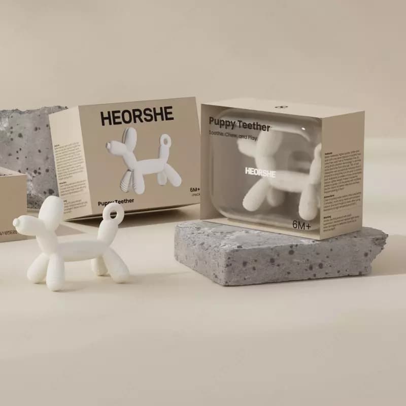 Силиконовый прорезыватель для зубов HEORSHE PUPPY белый — 4