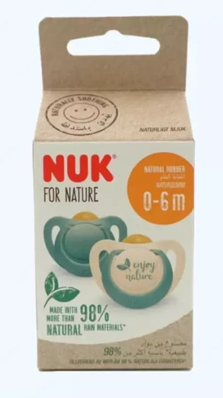 Nuk Пустышка for Nature, латексная, 0-6 мес., зелёная, 2 шт — 1