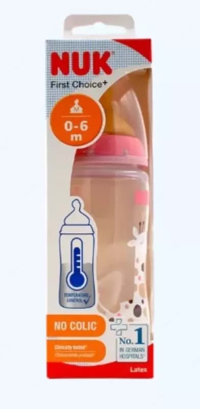 Nuk Бутылка FC+ Temp с латексной соской, жираф, 300 мл — 1