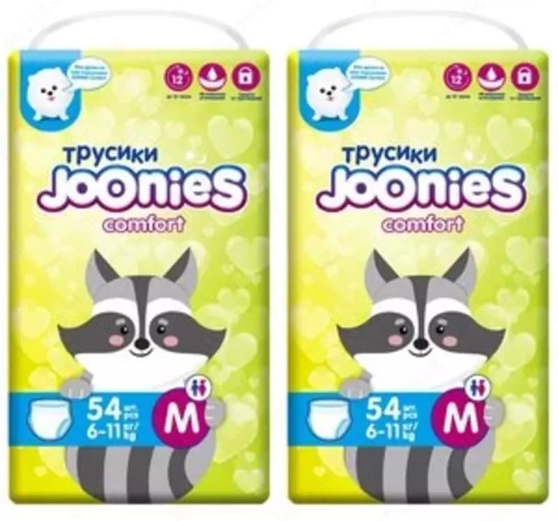 Joonies трусики Comfort M, 6-11 кг, 54 шт., 2 уп., белый — 1