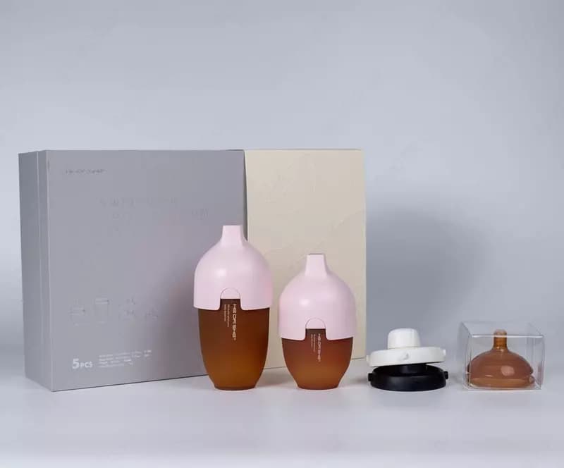 Премиальный подарочный набор детских бутылочек HEORSHE Ultra Wide Neck Premium Gift Set розовый — 1