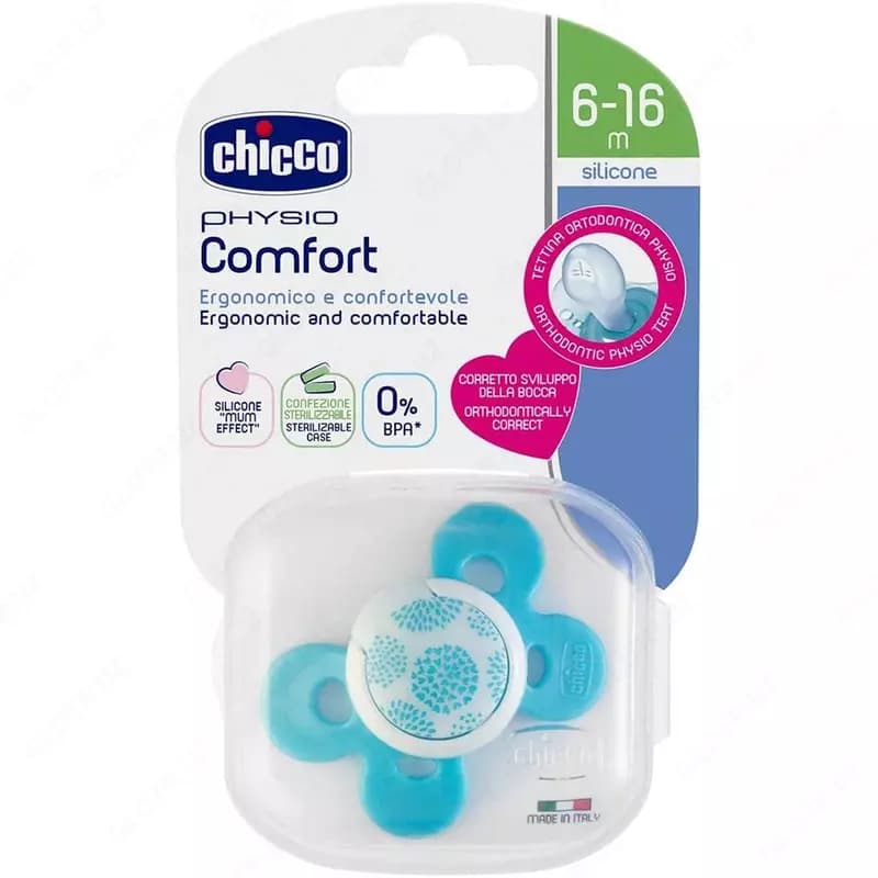 Соска-пустышка PHYSIO COMFORT BLUE 6-16m SIL 1PC, арт.CH74913-21 — 3
