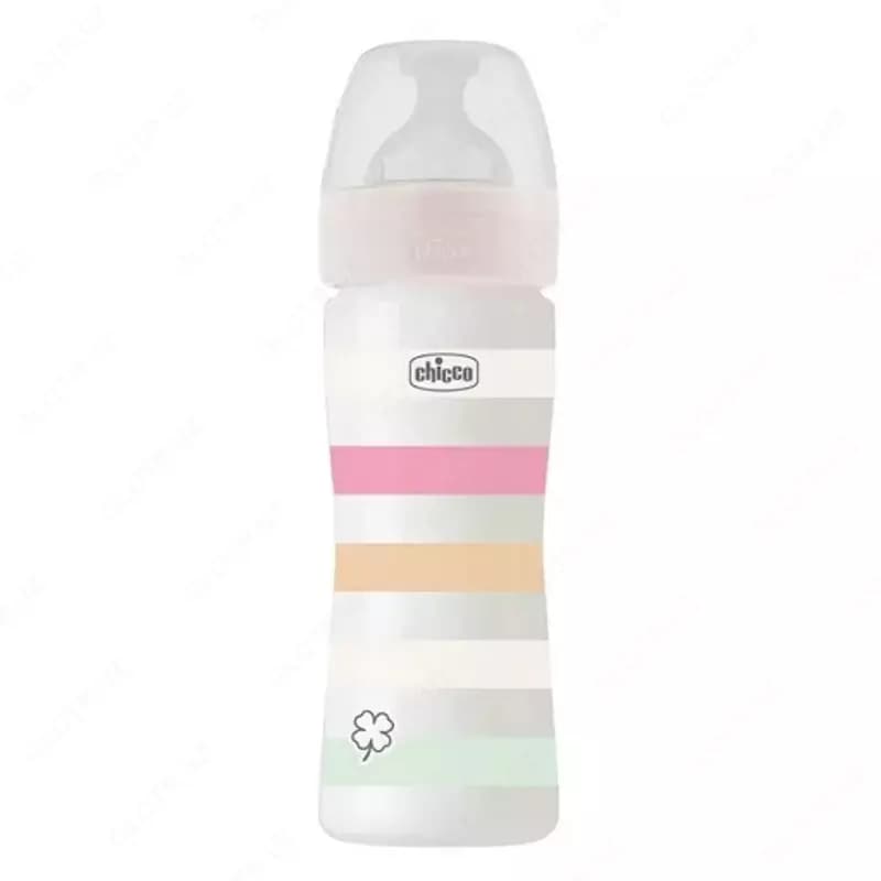 Бутылочка для кормления Well-Being Plastic Feeding Bottle 250ml MEDIUMFLOW 2м+ SIL, WHITE арт.CH28623-11 — 1