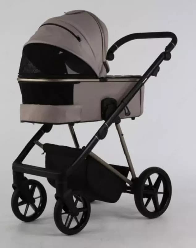 Коляска 2 в 1 "Adamex" Delta Beige TK803, ткань, гелевые колеса (Польша) Бежевая — 2
