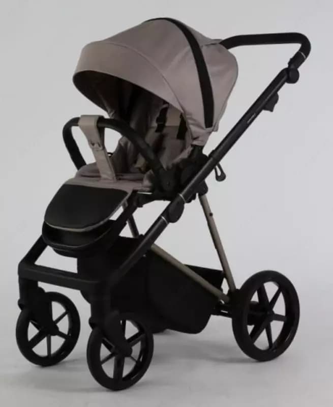 Коляска 2 в 1 "Adamex" Delta Beige TK803, ткань, гелевые колеса (Польша) Бежевая — 4