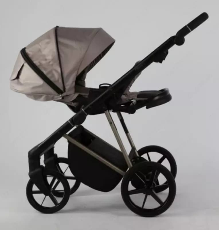 Коляска 2 в 1 "Adamex" Delta Beige TK803, ткань, гелевые колеса (Польша) Бежевая — 5