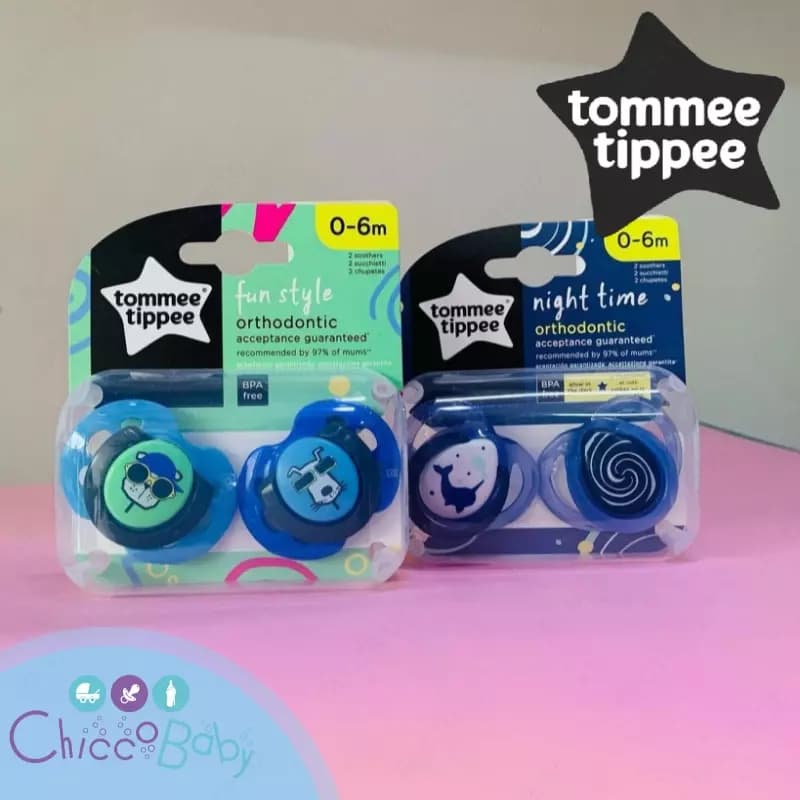 Соска Пустышка Tommee Tippee "fun style" (силикон) 0-6мес 2шт. — 2