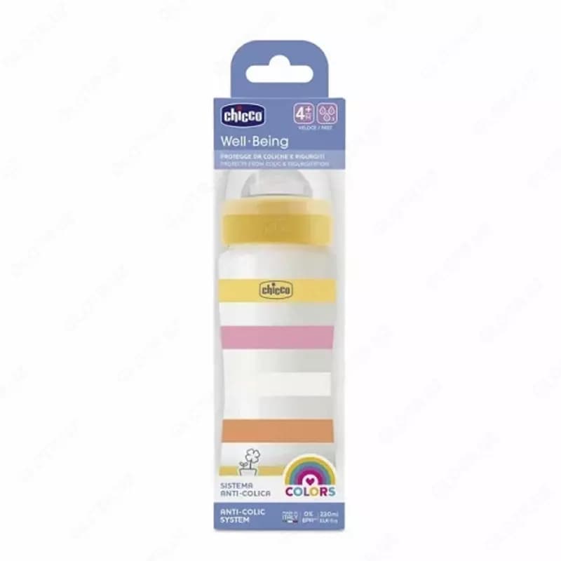 Бутылочка для кормления Well-Being Plastic Feeding Bottle 330ml FASTFLOW SIL, YELLOW, арт.CH28637-11 — 2