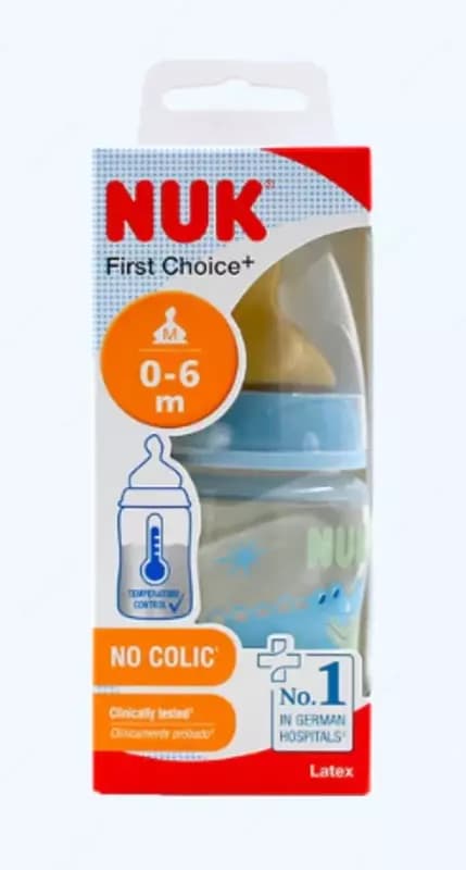 Nuk Бутылка FC+ Temp с латексной соской, 150 мл, голубая — 1