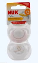 Nuk Пустышка Star латексная, 0-6 мес, для девочки, 2 шт