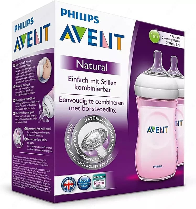 Бутылочка Philips Avent Natural , 260ml, Розовые, 2шт 🍼 — 5