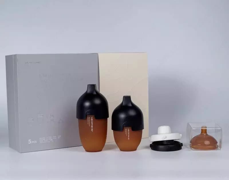 Премиальный подарочный набор детских бутылочек HEORSHE Ultra Wide Neck Premium Gift Set черный — 1