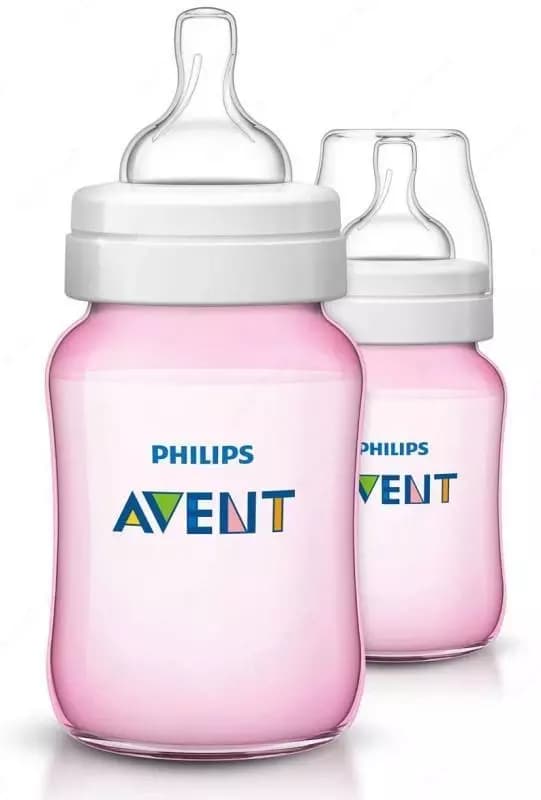 Бутылочка Philips Avent Natural , 260ml, 120ml, Розовые — 1