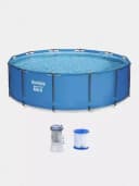 Сборный бассейн (круглый) с аксессуарами ”Bestway” Steel Pro MAX 56984, каркасный, d 305 х 100 см (Синий)