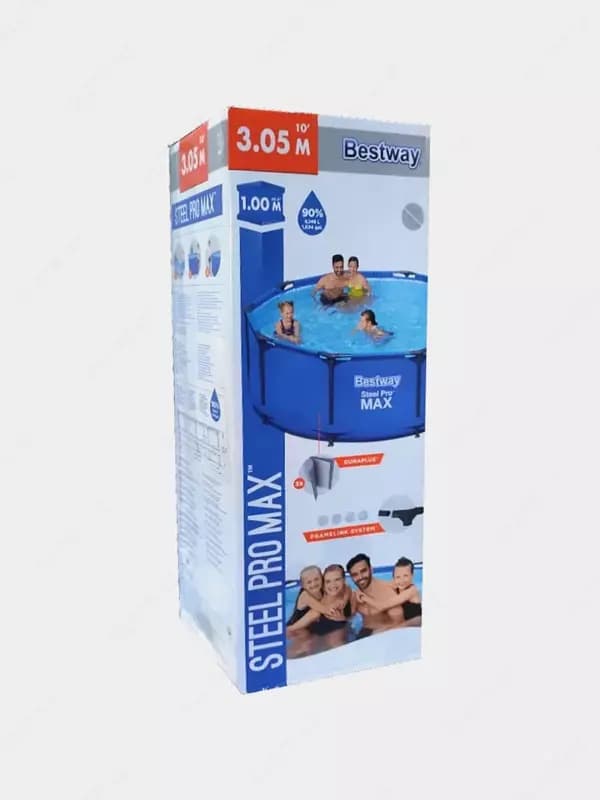 Сборный бассейн (круглый) с аксессуарами ”Bestway” Steel Pro MAX 56984, каркасный, d 305 х 100 см (Синий) — 3