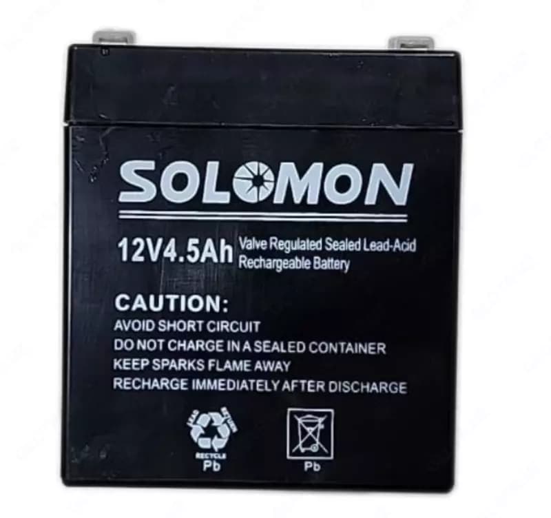 Гелевый Аккумулятор Solomon -12v 4.5AH (Свинцово-кислотный) Черный — 1
